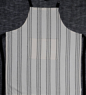 2-piece set :100% Cotton Kitchen Apron/Wood Spatula: NATURAL - BLACK