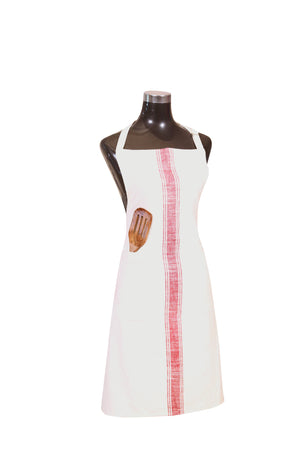 
                
                    Load image into Gallery viewer, 2-piece set :100% Cotton Fabric Chef Apron &amp;amp; Wood Spatula: RED
                
            