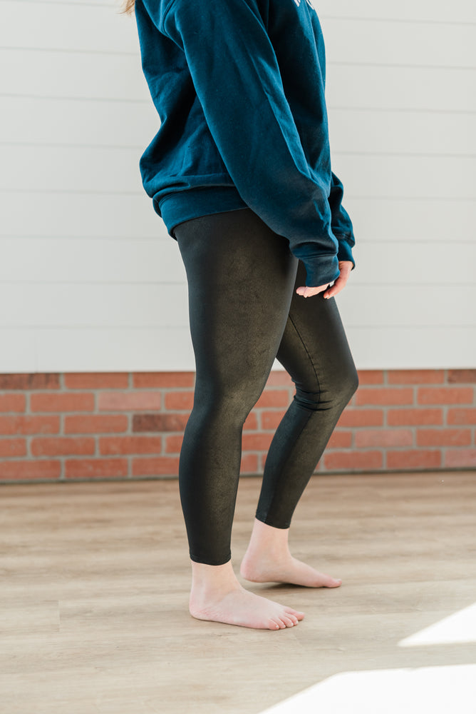 Textured Leather Leggings
