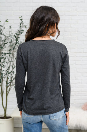 
                
                    Load image into Gallery viewer, Alpine Raw Edge Long Sleeve Tee in Charcoal
                
            
