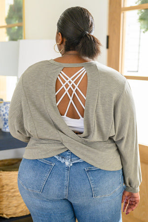 
                
                    Load image into Gallery viewer, Long Sleeve Solid Knit Open Back Top In Olive
                
            
