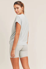 Twist-Front Athleisure Crew-Neck Tee - Mist