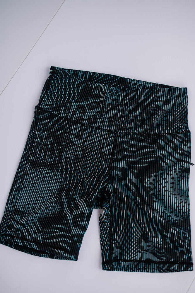 Jacquard Textured Safari Print Highwaist Biker Shorts
