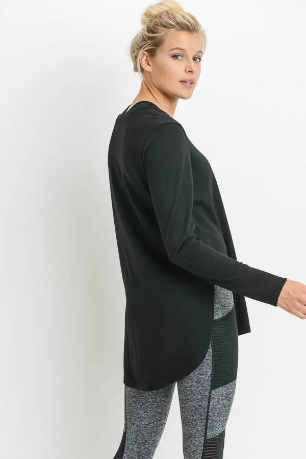 Rory Side Slit Long Sleeve - Black