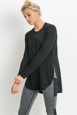Rory Side Slit Long Sleeve - Black