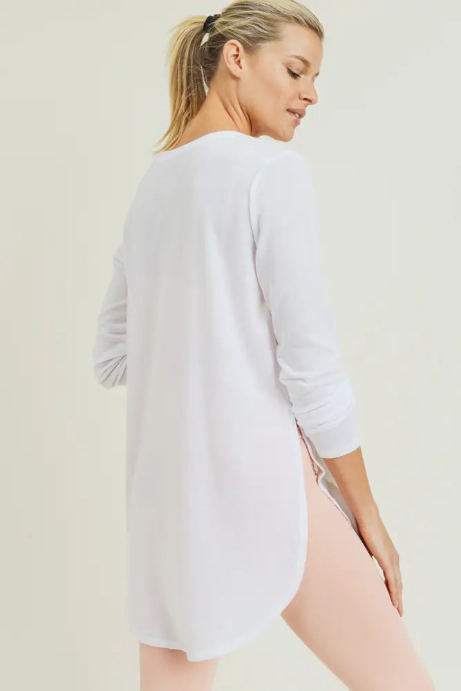 
                
                    Load image into Gallery viewer, Rory Side Slit Long Sleeve - White
                
            